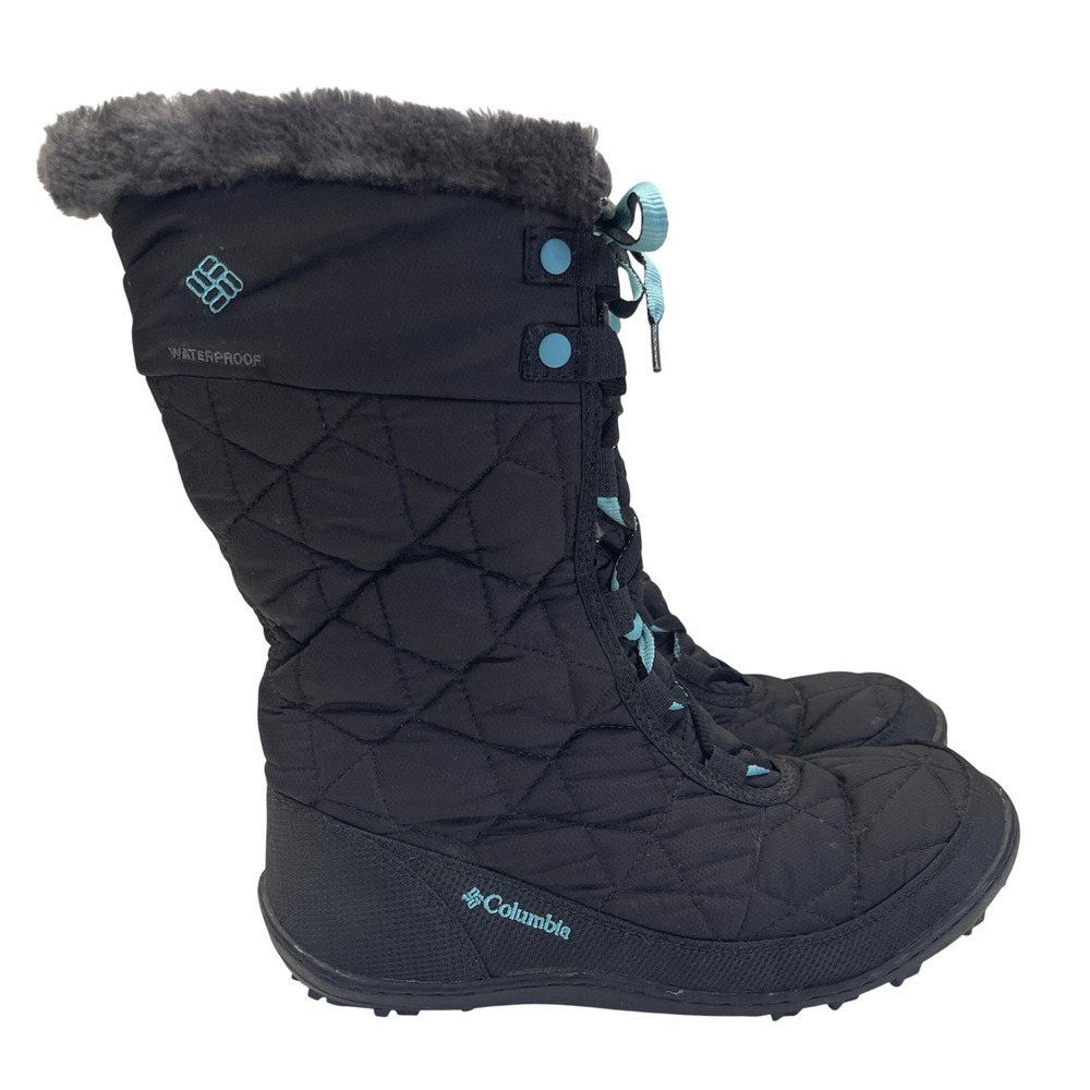 Columbia Minx Mid II Boots Girls 7 Black Waterproof Omni-Heat Snow BY1313